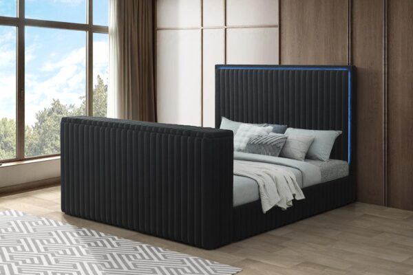 B840 - Rosalie Black QUEEN HEADBOARD W/LED (Black)