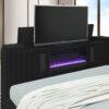 B840 - Rosalie Black QUEEN HEADBOARD W/LED (Black)