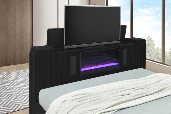 B840 - Rosalie Black QUEEN HEADBOARD W/LED (Black)
