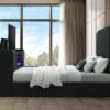 B840 - Rosalie Black QUEEN HEADBOARD W/LED (Black)