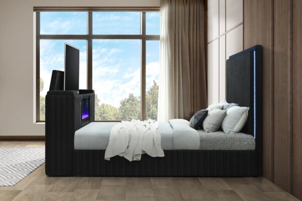 B840 - Rosalie Black QUEEN HEADBOARD W/LED (Black)