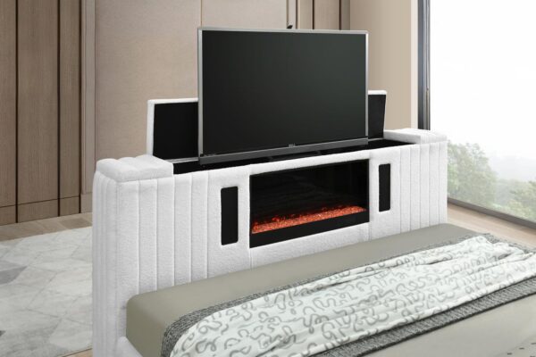 B841 - Rosalie White QUEEN HEADBOARD W/LED (White)