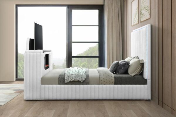 B841 - Rosalie White QUEEN HEADBOARD W/LED (White)