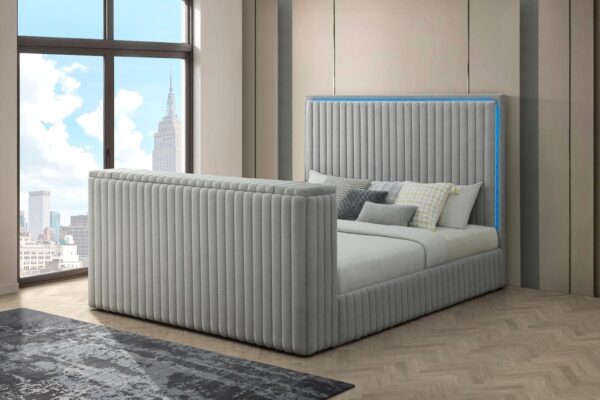 B842 - Rosalie Grey QUEEN HEADBOARD W/LED (GREY)