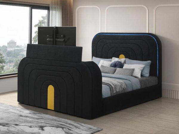 B845 - Evalyn Black QUEEN HEADBOARD W/LED (Black)
