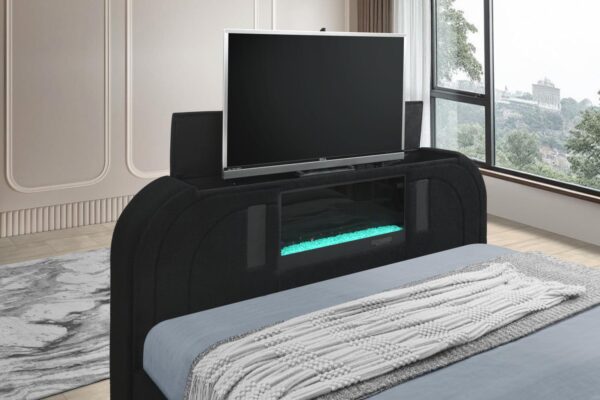 B845 - Evalyn Black QUEEN HEADBOARD W/LED (Black)