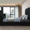 B845 - Evalyn Black QUEEN HEADBOARD W/LED (Black)