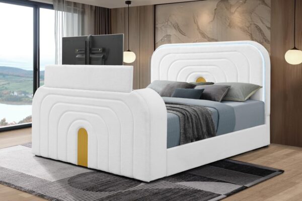 B846 - Evalyn White QUEEN HEADBOARD W/LED (White)