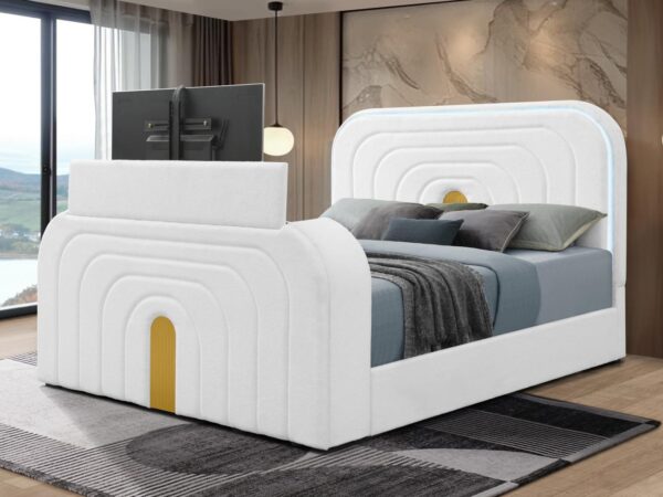 B846 - Evalyn White QUEEN HEADBOARD W/LED (White)
