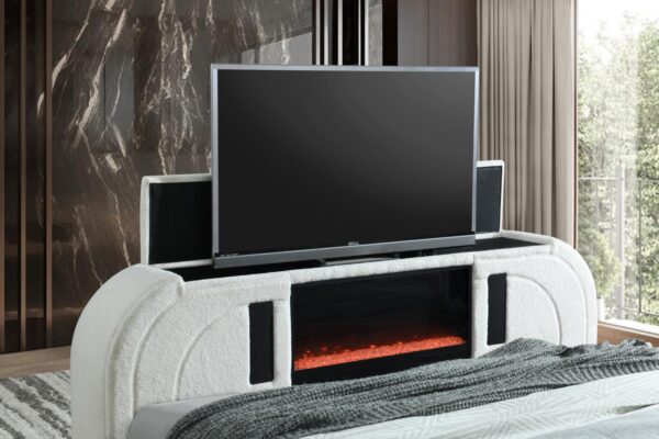 B846 - Evalyn White QUEEN HEADBOARD W/LED (White)