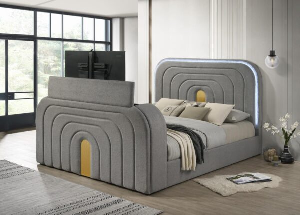 B847 - Evalyn Grey QUEEN HEADBOARD W/LED (GREY)