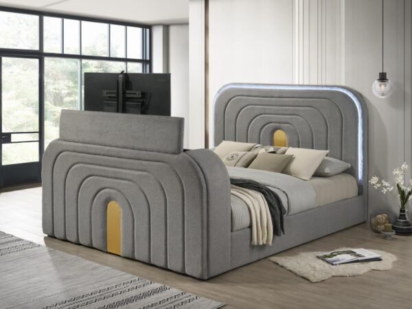 B847 - Evalyn Grey QUEEN HEADBOARD W/LED (GREY)