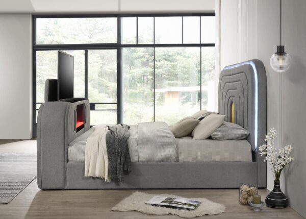 B847 - Evalyn Grey QUEEN HEADBOARD W/LED (GREY)