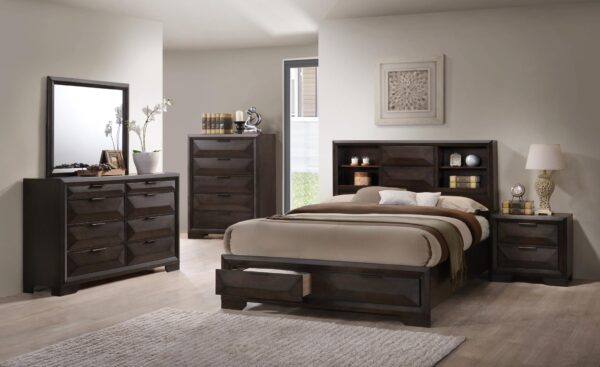 BR220 -  JENA (1/3) Queen Headboard/Footboard, (2/3) Queen/King Side Rails, (3/3) Queen Bed Drawers