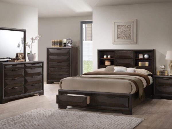 BR220 -  JENA (1/3) Queen Headboard/Footboard, (2/3) Queen/King Side Rails, (3/3) Queen Bed Drawers