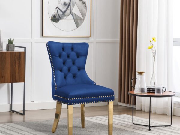 CK213 Blue Velvet Chair W/ Gold Steel Legs