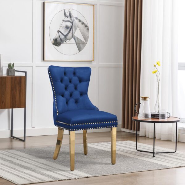 CK213 Blue Velvet Chair W/ Gold Steel Legs