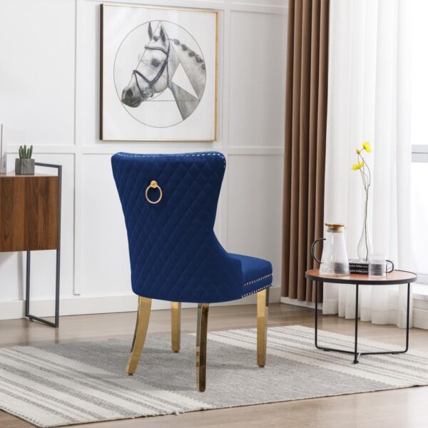 CK213 Blue Velvet Chair W/ Gold Steel Legs