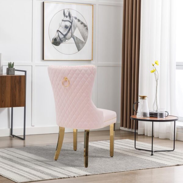 CK214 Pink Velvet Chair W/ Gold Steel Legs