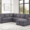 L100 - Larry Grey 3PC Grey Sectional W/ Pull Out Sleeper