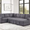 L100 - Larry Grey 3PC Grey Sectional W/ Pull Out Sleeper