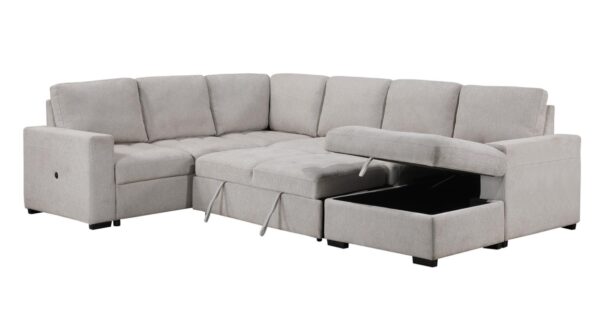L101 - Larry Beige 3PC Beige Sectional W/ Pull Out Sleeper
