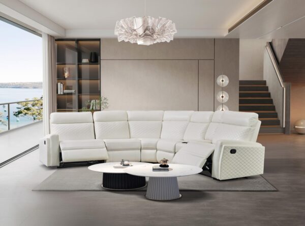 L461 - Cruz ( White ) LAF Rec Loveseat W/ Drop Down Table