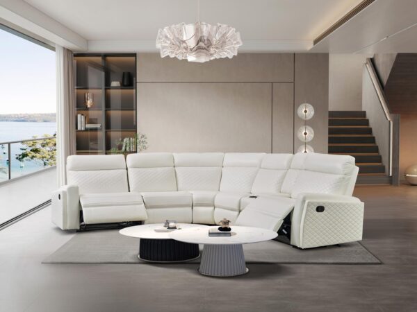 L461 - Cruz ( White ) LAF Rec Loveseat W/ Drop Down Table
