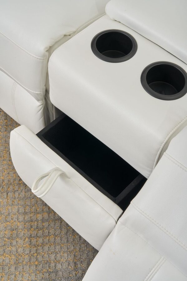 L461 - Cruz ( White ) LAF Rec Loveseat W/ Drop Down Table