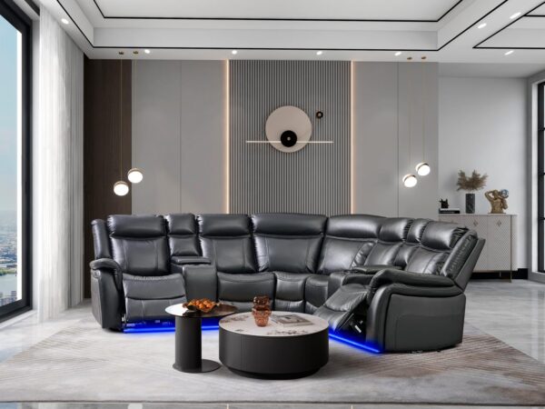 L466 - Jay (Black) RAF PWR Rec Loveseat W/ Console, LED