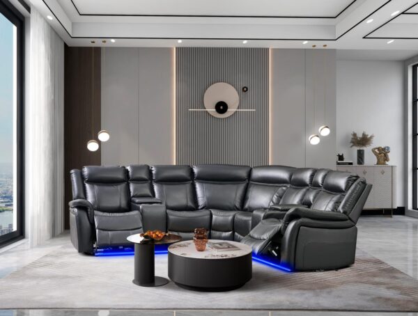 L466 - Jay (Black) RAF PWR Rec Loveseat W/ Console, LED