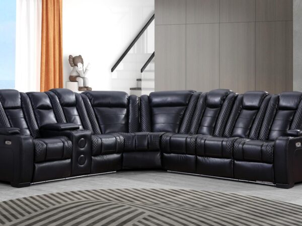 L467 - Zachary Black POWER RAF SOFA W/Power Headrest (Black)