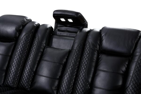 L467 - Zachary Black POWER LAF Loveseat W/Power Headrest, Speakers (Black)