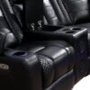 L467 - Zachary Black POWER LAF Loveseat W/Power Headrest, Speakers (Black)