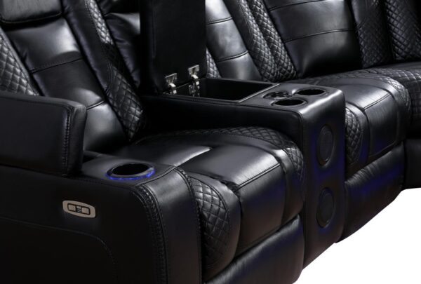 L467 - Zachary Black POWER LAF Loveseat W/Power Headrest, Speakers (Black)