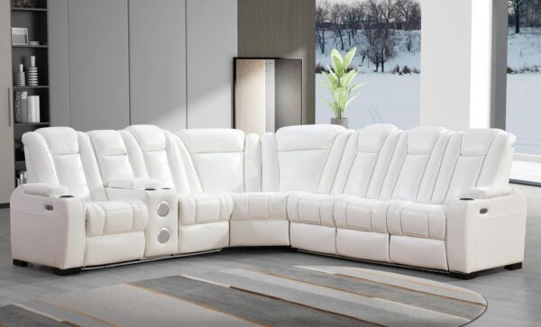 L469 - Zachary White POWER RAF SOFA W/Power Headrest (White)
