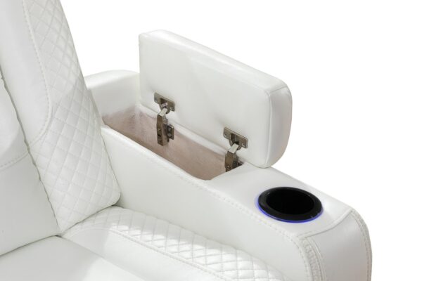 L469 - Zachary White POWER RAF SOFA W/Power Headrest (White)