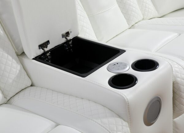 L469 - Zachary White POWER RAF SOFA W/Power Headrest (White)