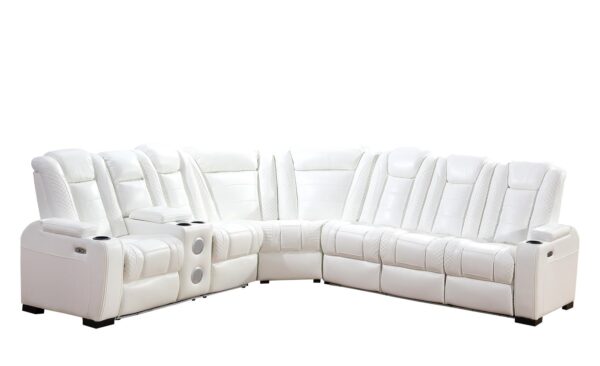 L469 - Zachary White POWER RAF SOFA W/Power Headrest (White)