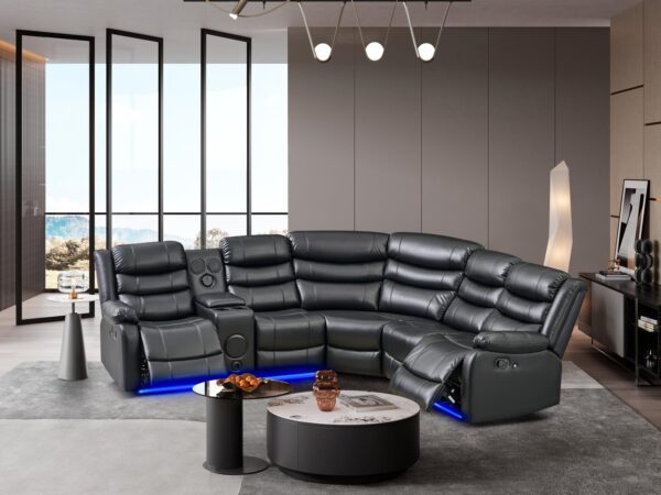 L470 - Sergio ( Black ) RAF Rec Loveseat W/ LED