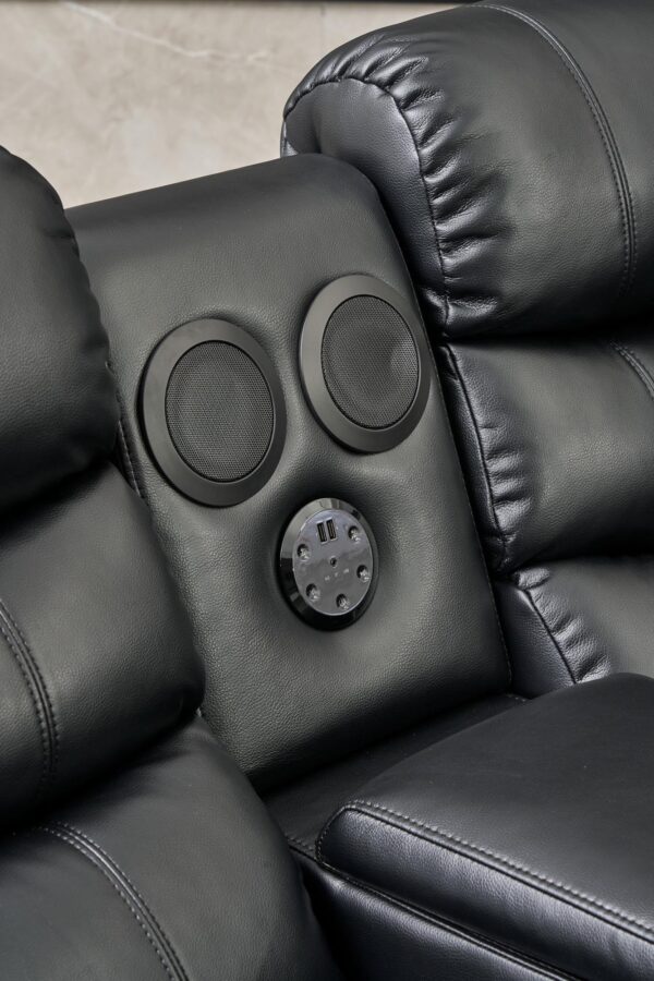 L470 - Sergio ( Black ) LAF Rec Loveseat W/ Console,Speaker,LED