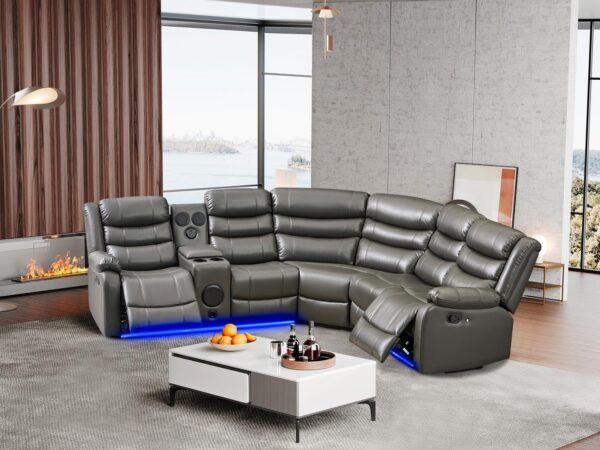 L471 - Sergio ( Grey ) RAF Rec Loveseat W/ LED