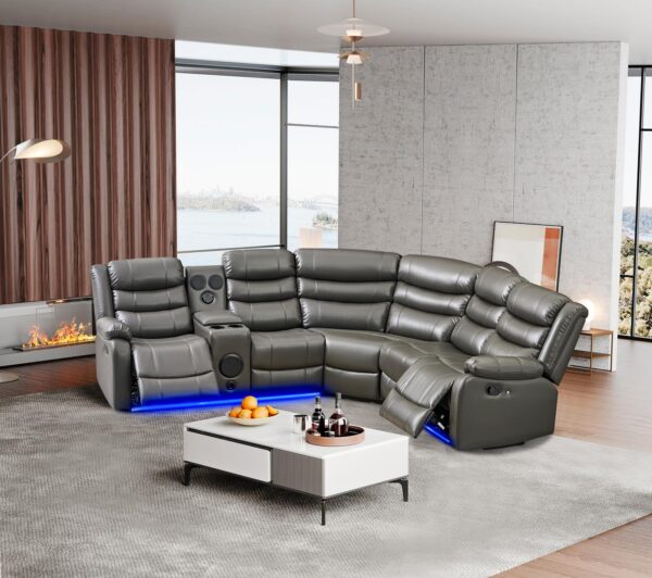 L471 - Sergio ( Grey ) LAF Rec Loveseat W/ Console,Speaker,LED