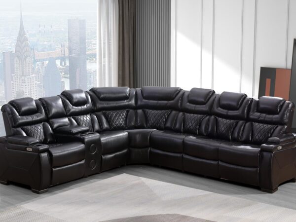 L472 - Braden Black POWER RAF SOFA W/Power Headrest (Black)