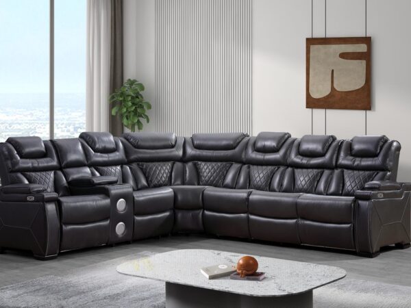 L473 - Braden Grey POWER RAF SOFA W/Power Headrest (Grey)