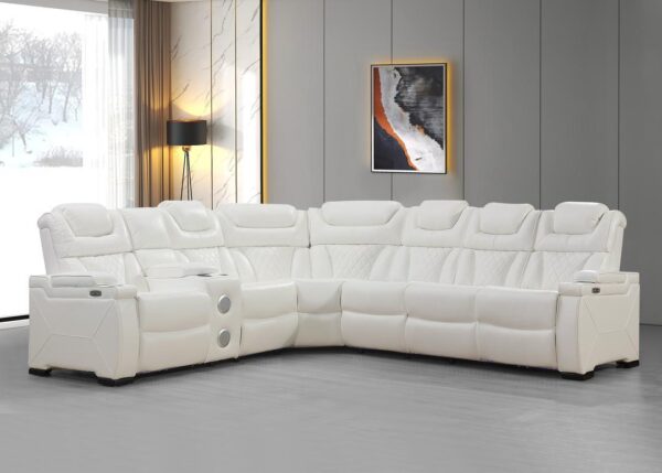 L474 - Braden White POWER RAF SOFA W/Power Headrest (White)