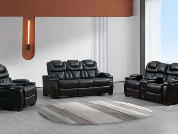 L490 - Braden Black Power Recliner W/ PWR Headrest (Black)