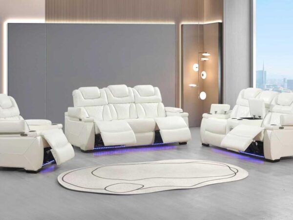 L493 - Braden White Power Recliner W/ PWR Headrest (White)