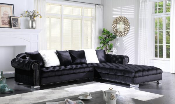 L721 - Kylie Black Velvet Right Chaise
