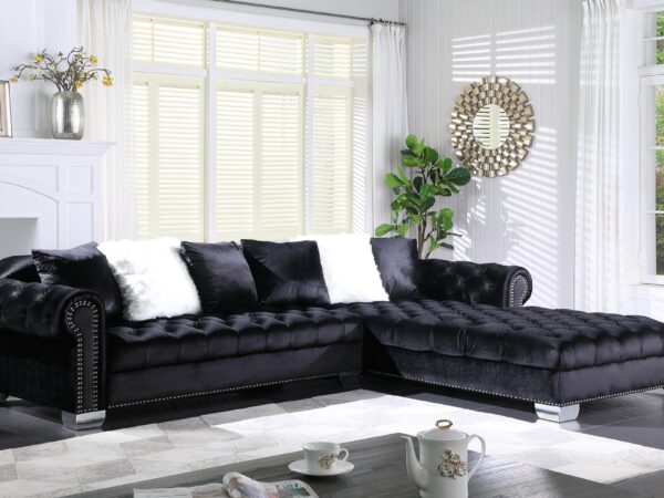 L721 - Kylie Black Velvet 2PC Black Velvet Sectional